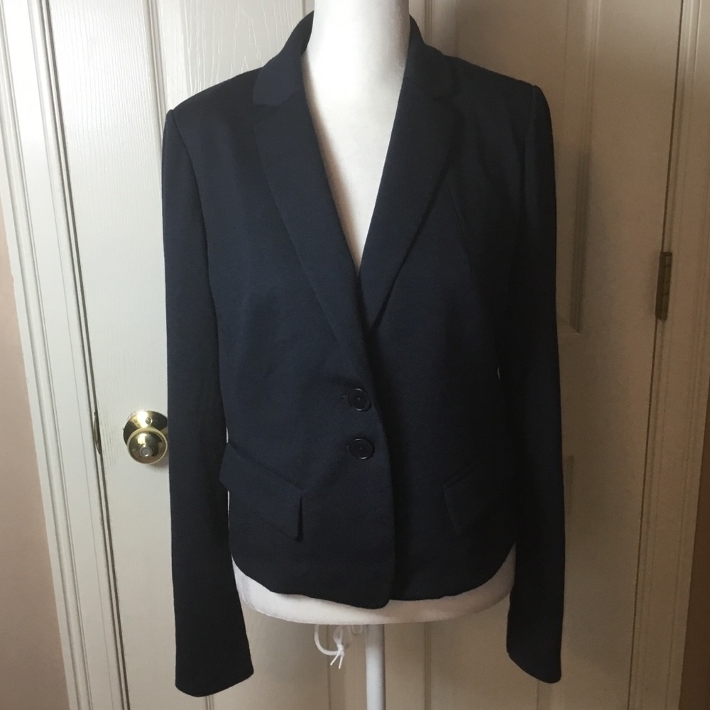 Milly Classic Navy Blue Button-Down Collared Blazer - S